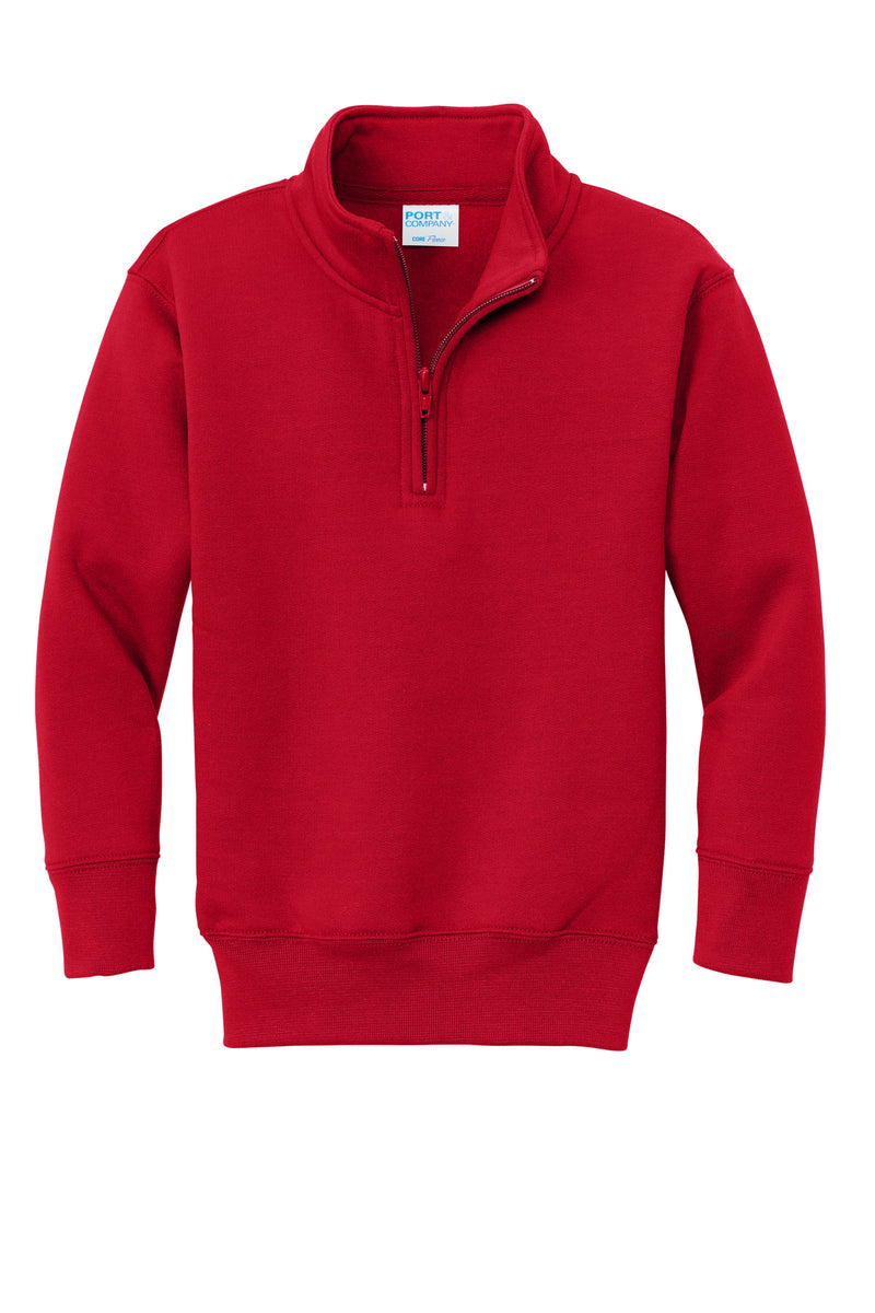 Port & Co Youth Core Fleece 1/4-Zip Pullover Sweatshirt - Red