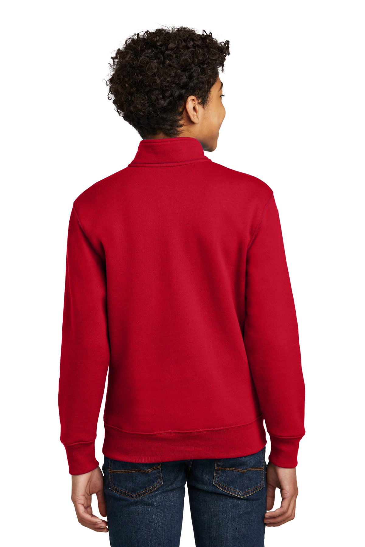 Port & Co Youth Core Fleece 1/4-Zip Pullover Sweatshirt - Red