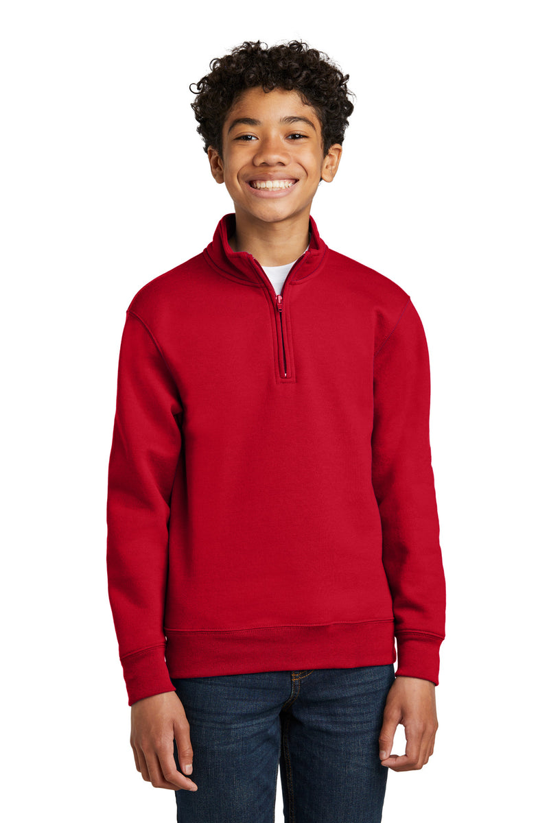 Port & Co Youth Core Fleece 1/4-Zip Pullover Sweatshirt - Red