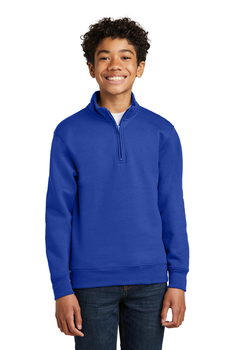 Port & Co Youth Core Fleece 1/4-Zip Pullover Sweatshirt - True Royal