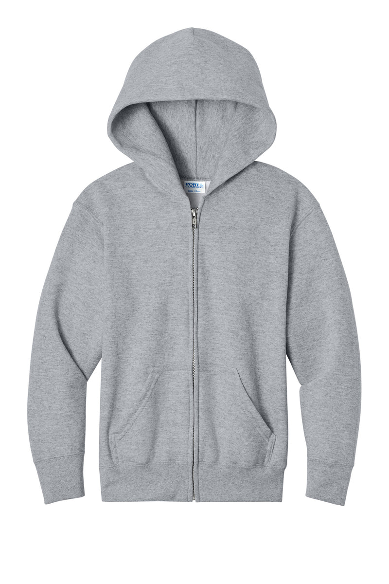 Port & Co Youth Core Fleece Full-Zip Hooded Sweatshirt - Athletic Heather