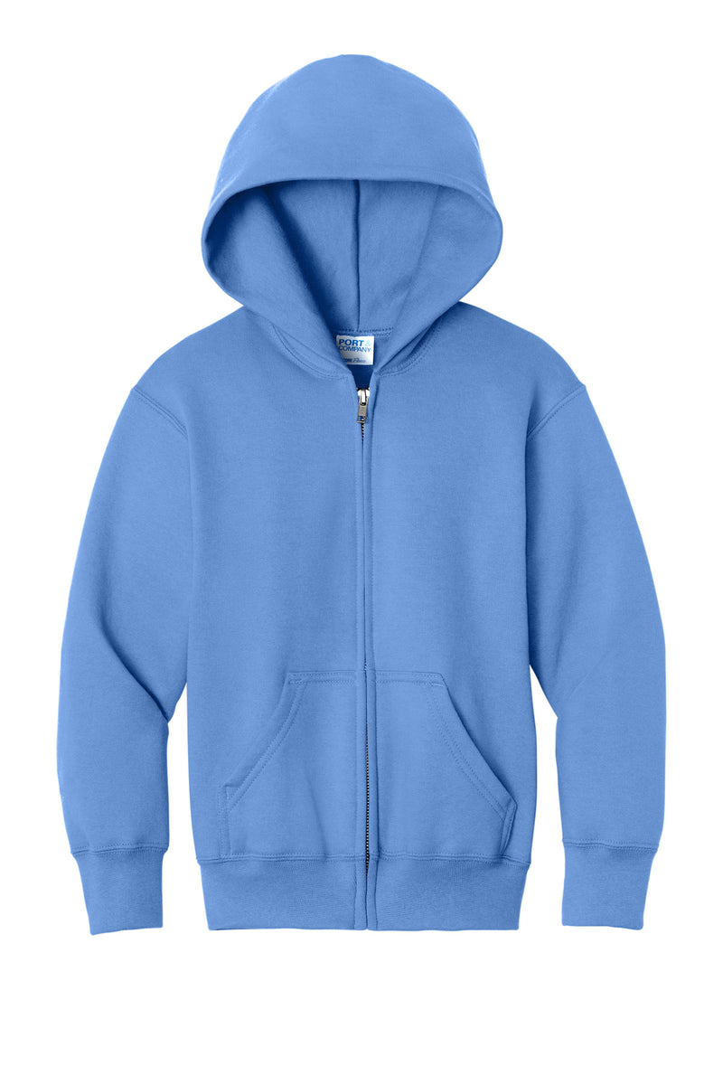 Port & Co Youth Core Fleece Full-Zip Hooded Sweatshirt - Carolina Blue