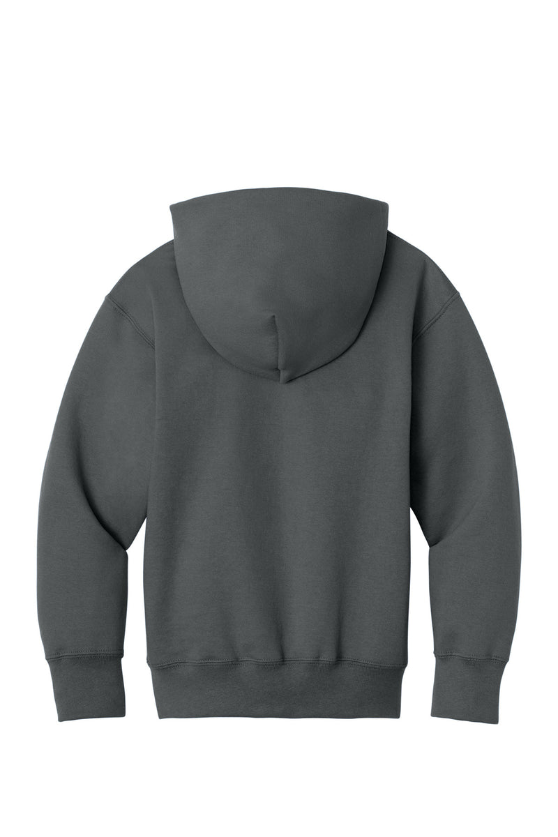 Port & Co Youth Core Fleece Full-Zip Hooded Sweatshirt - Charcoal