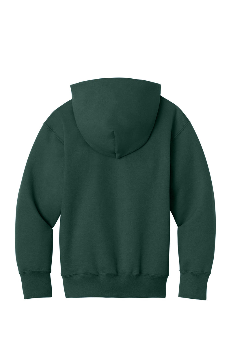 Port & Co Youth Core Fleece Full-Zip Hooded Sweatshirt - Dark Green