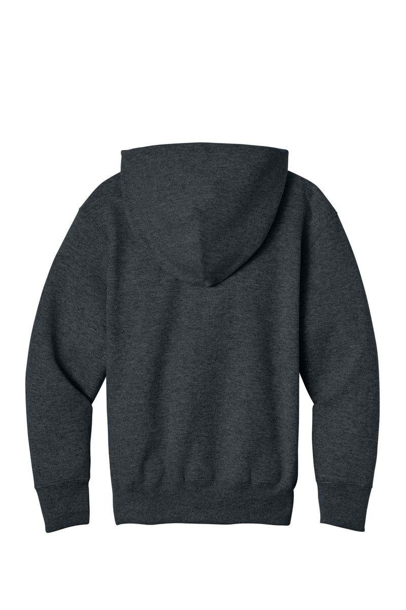 Port & Co Youth Core Fleece Full-Zip Hooded Sweatshirt - Dark Heather Grey