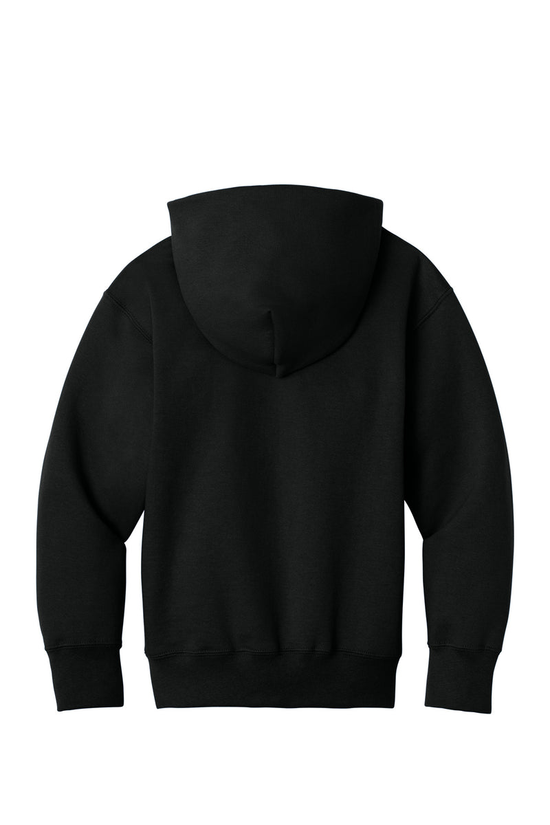 Port & Co Youth Core Fleece Full-Zip Hooded Sweatshirt - Jet Black