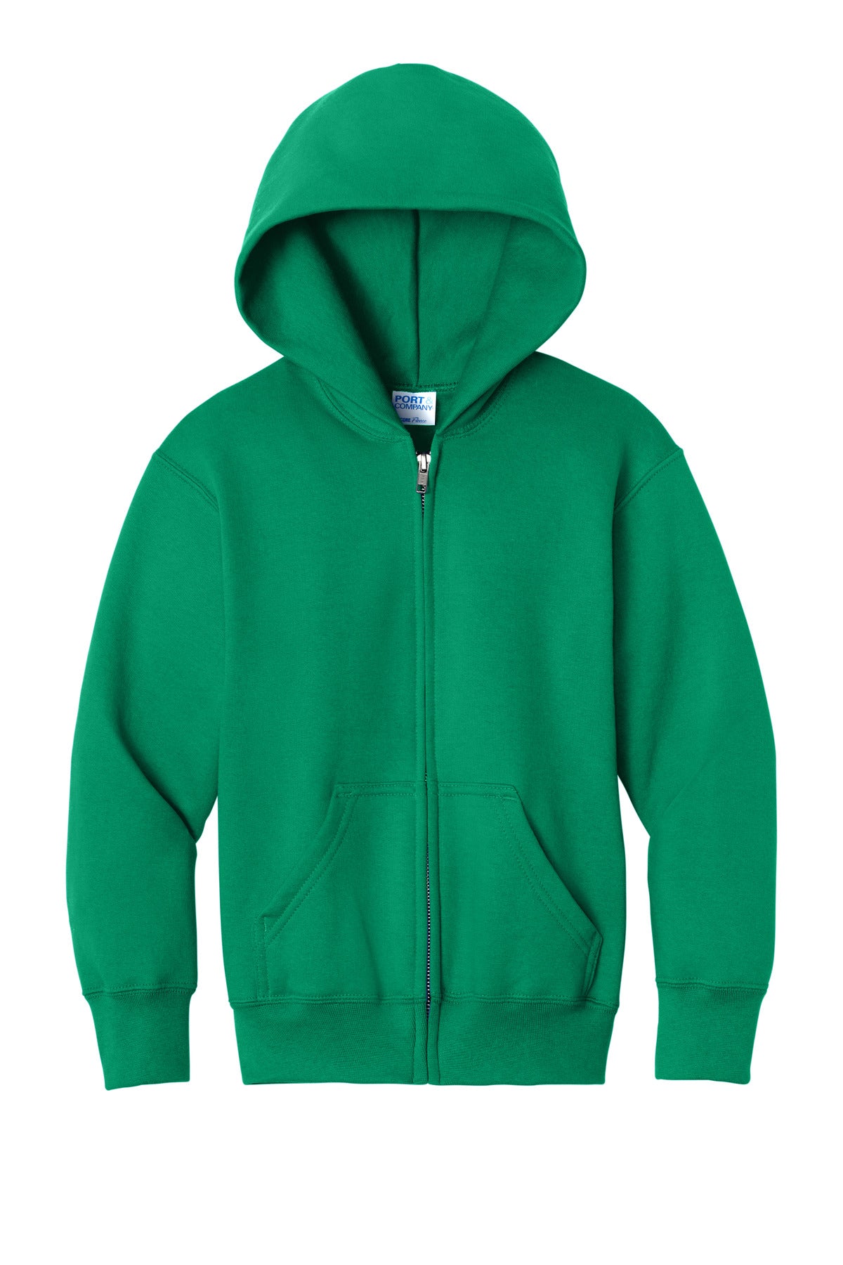 Port & Co Youth Core Fleece Full-Zip Hooded Sweatshirt - Kelly