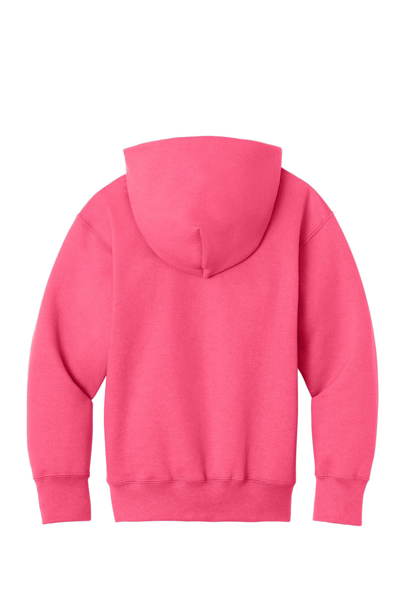 Port & Co Youth Core Fleece Full-Zip Hooded Sweatshirt - Neon Pink
