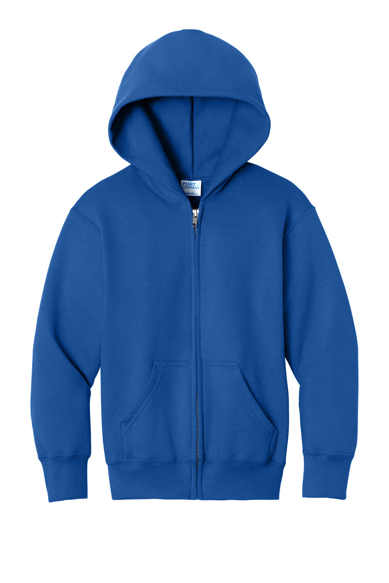 Port & Co Youth Core Fleece Full-Zip Hooded Sweatshirt - Royal