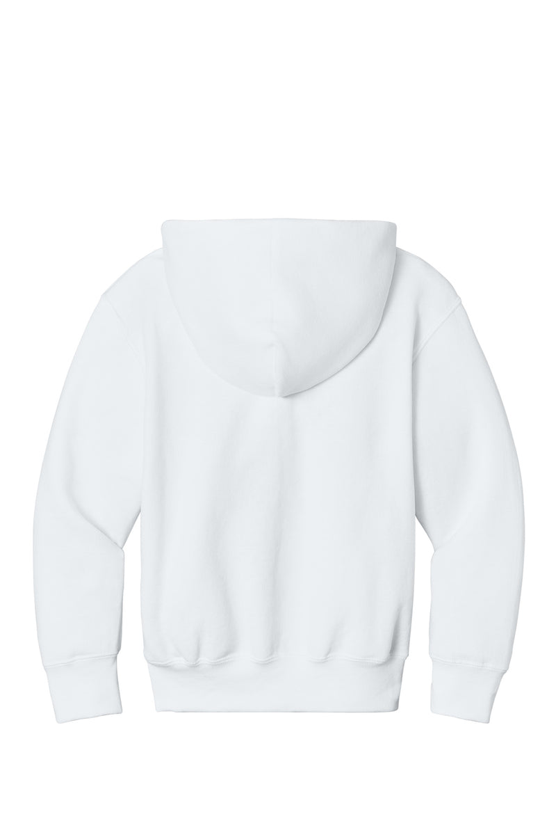 Port & Co Youth Core Fleece Full-Zip Hooded Sweatshirt - White