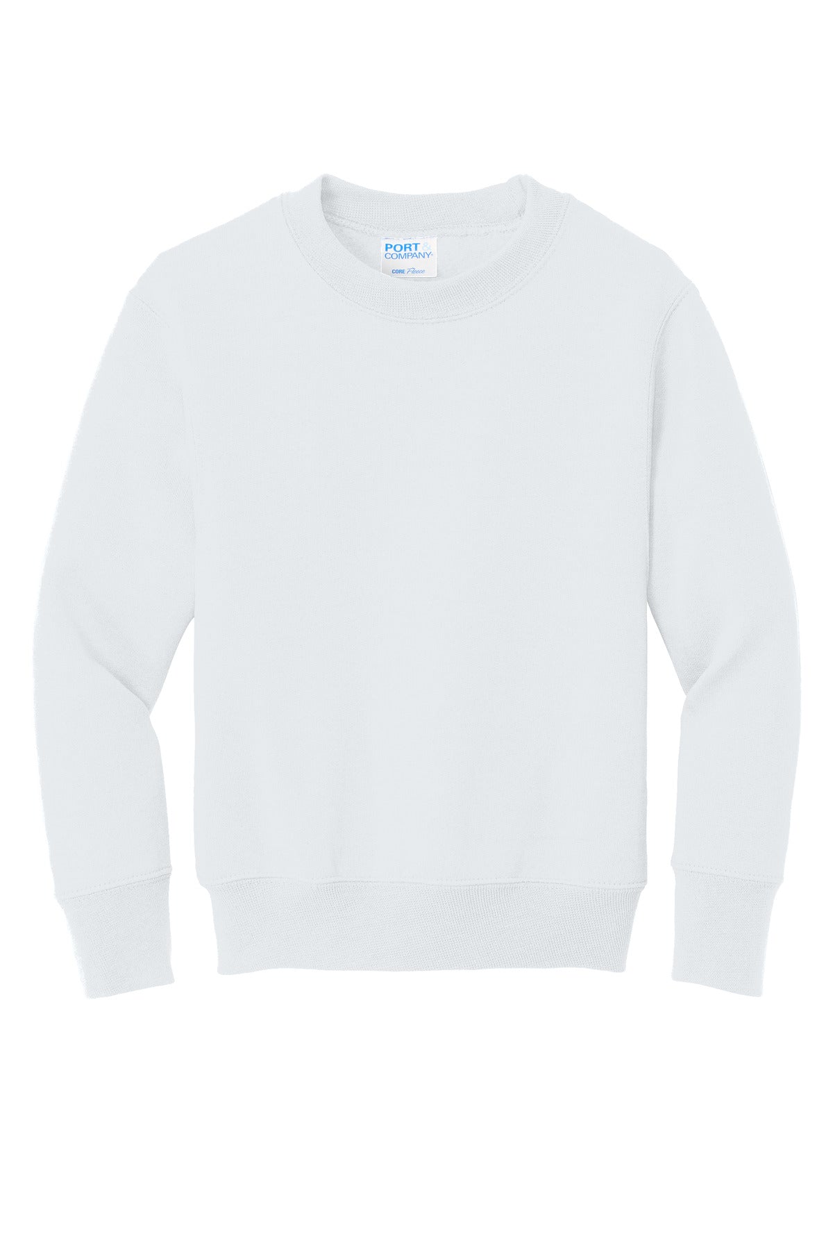 Port & Co Youth Core Fleece Crewneck Sweatshirt - White