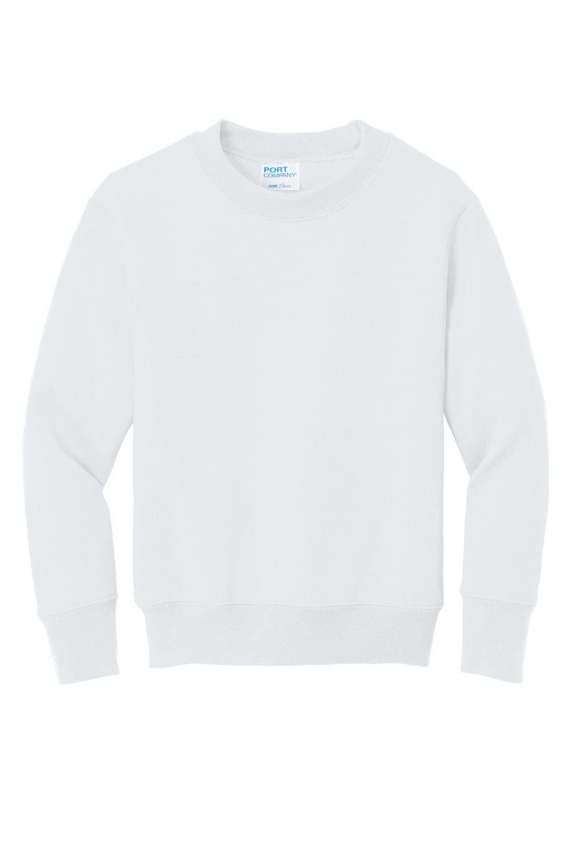 Port & Co Youth Core Fleece Crewneck Sweatshirt - White