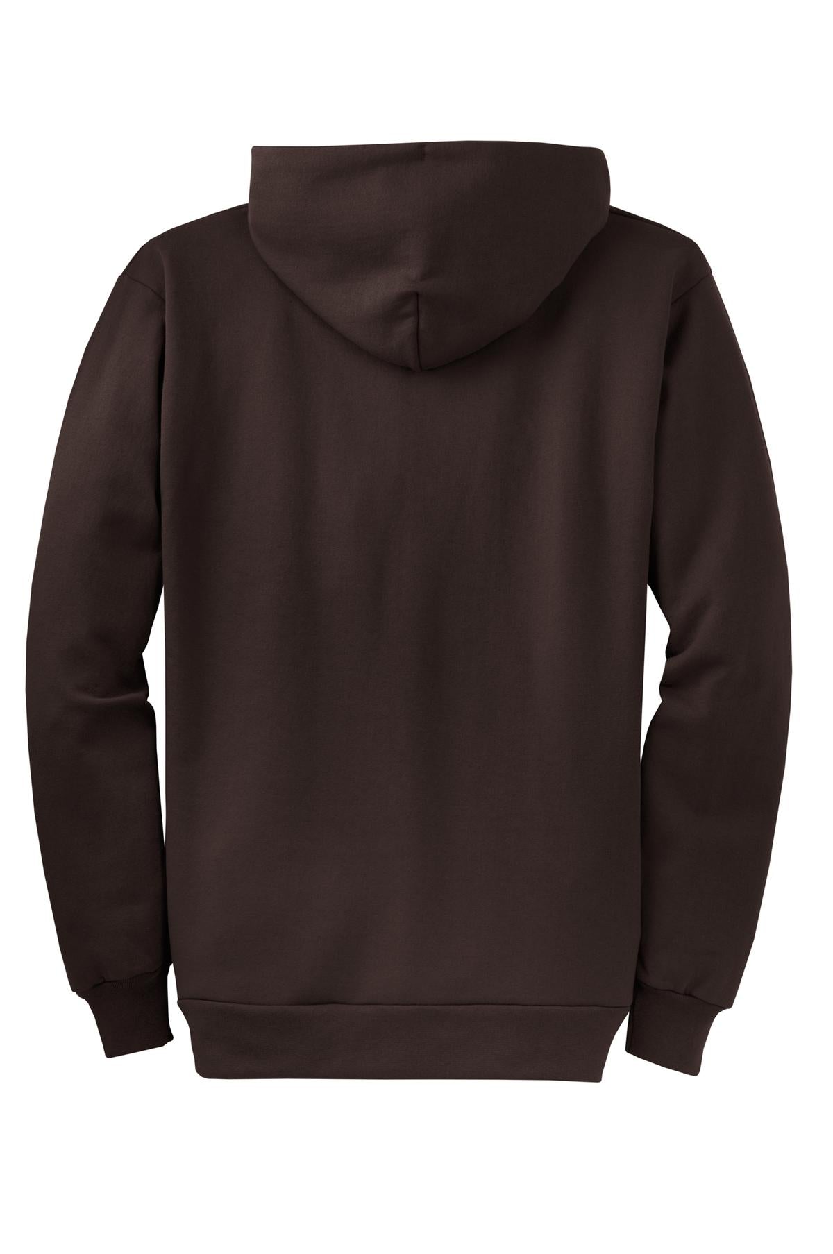 Port & Co Core Fleece Full-Zip Hooded Sweatshirt - Dark Chocolate Brown