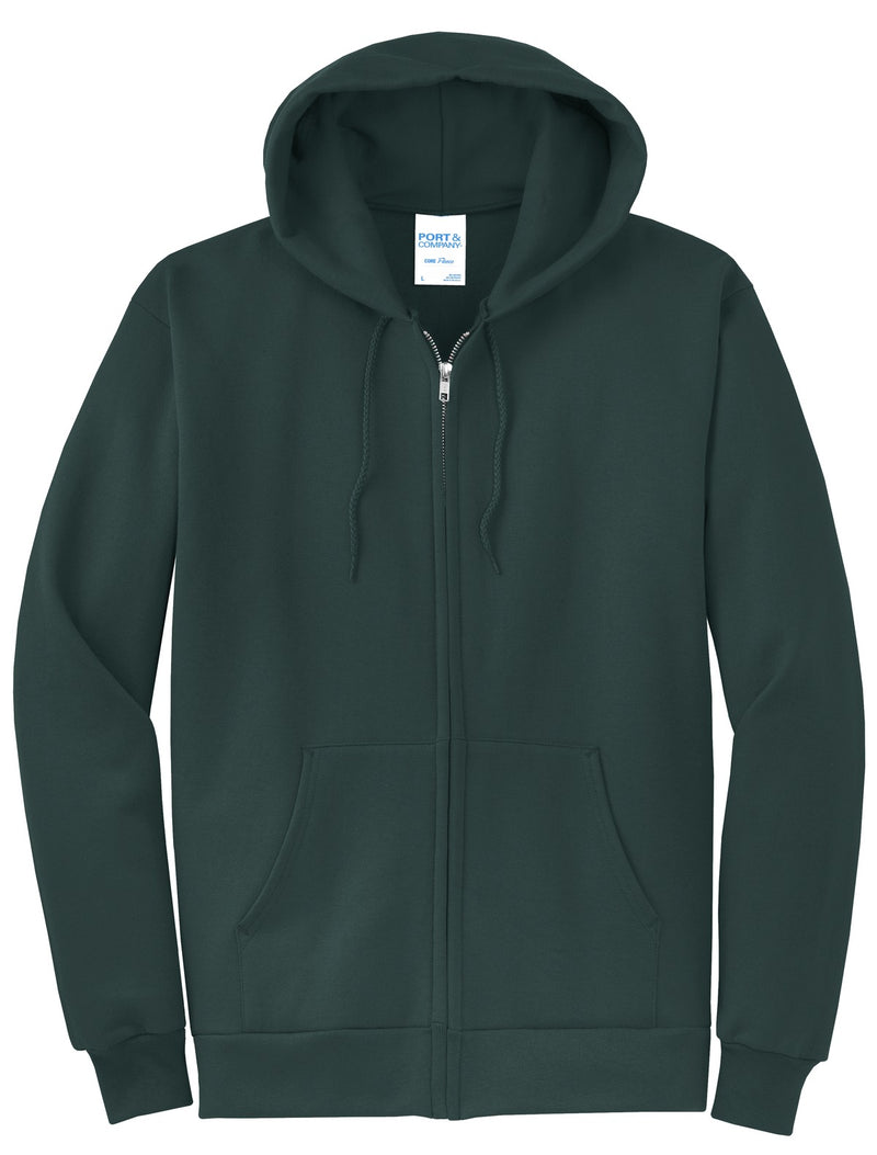 Port & Co Core Fleece Full-Zip Hooded Sweatshirt - Dark Green