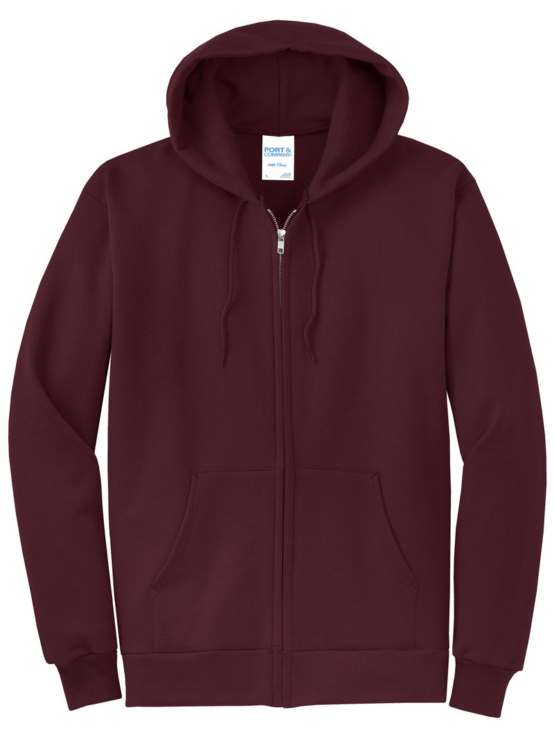 Port & Co Core Fleece Full-Zip Hooded Sweatshirt - Maroon