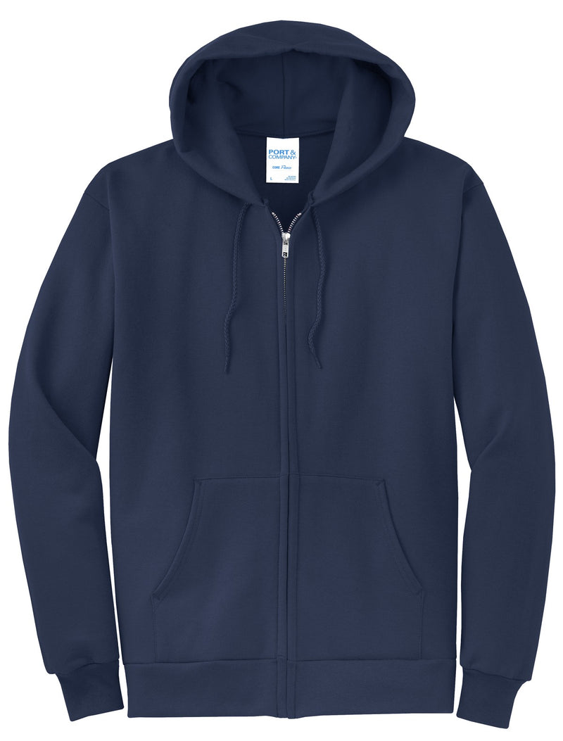 Port & Co Core Fleece Full-Zip Hooded Sweatshirt - Navy
