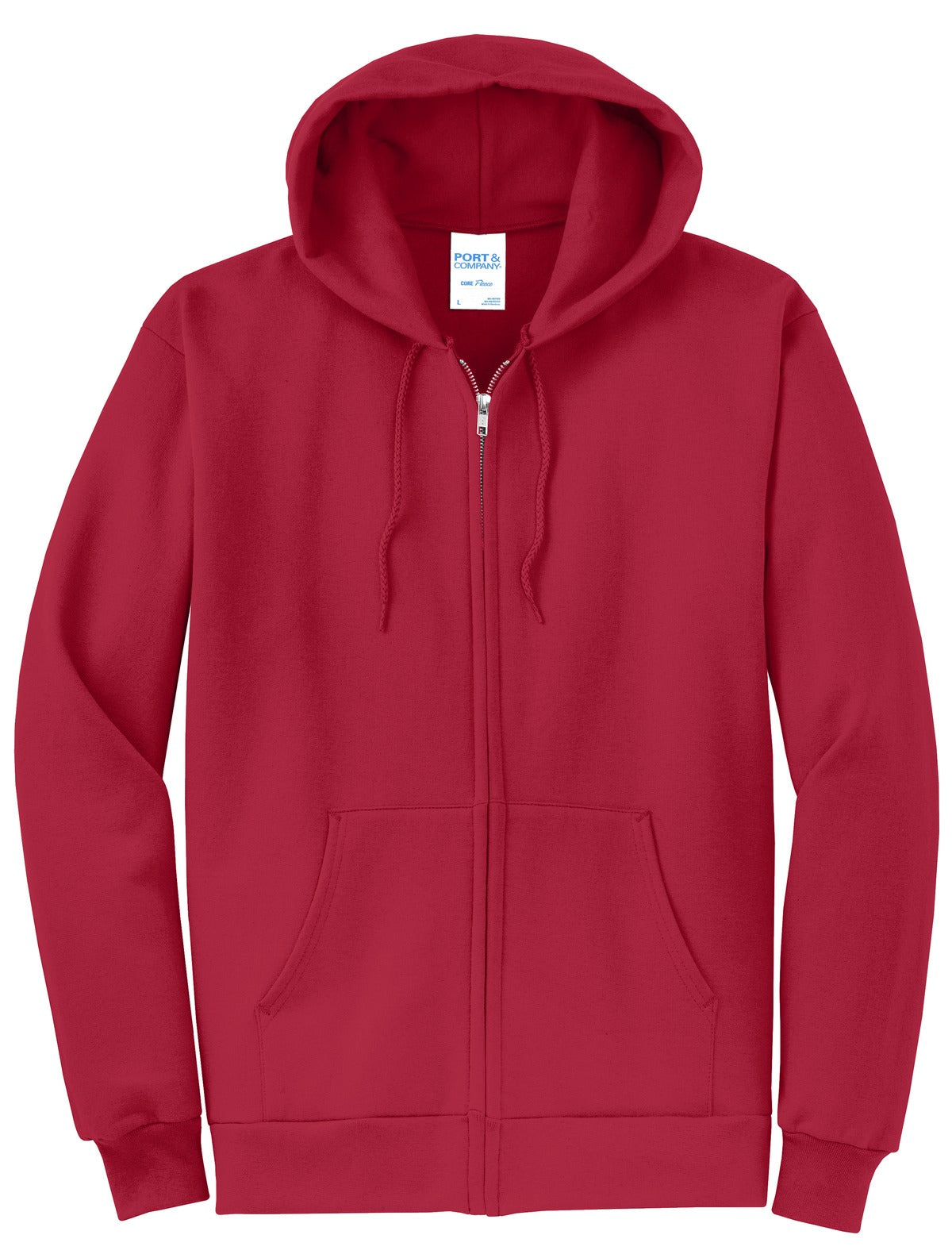 Port & Co Core Fleece Full-Zip Hooded Sweatshirt - Red