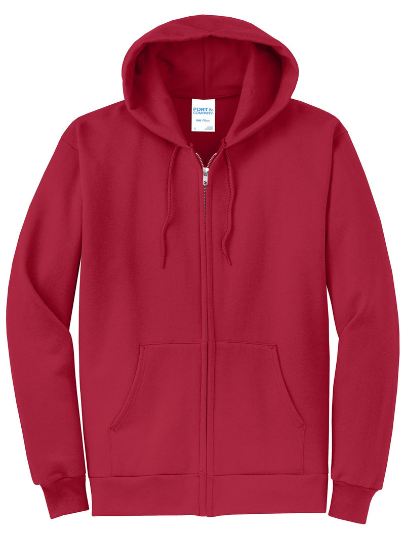 Port & Co Core Fleece Full-Zip Hooded Sweatshirt - Red