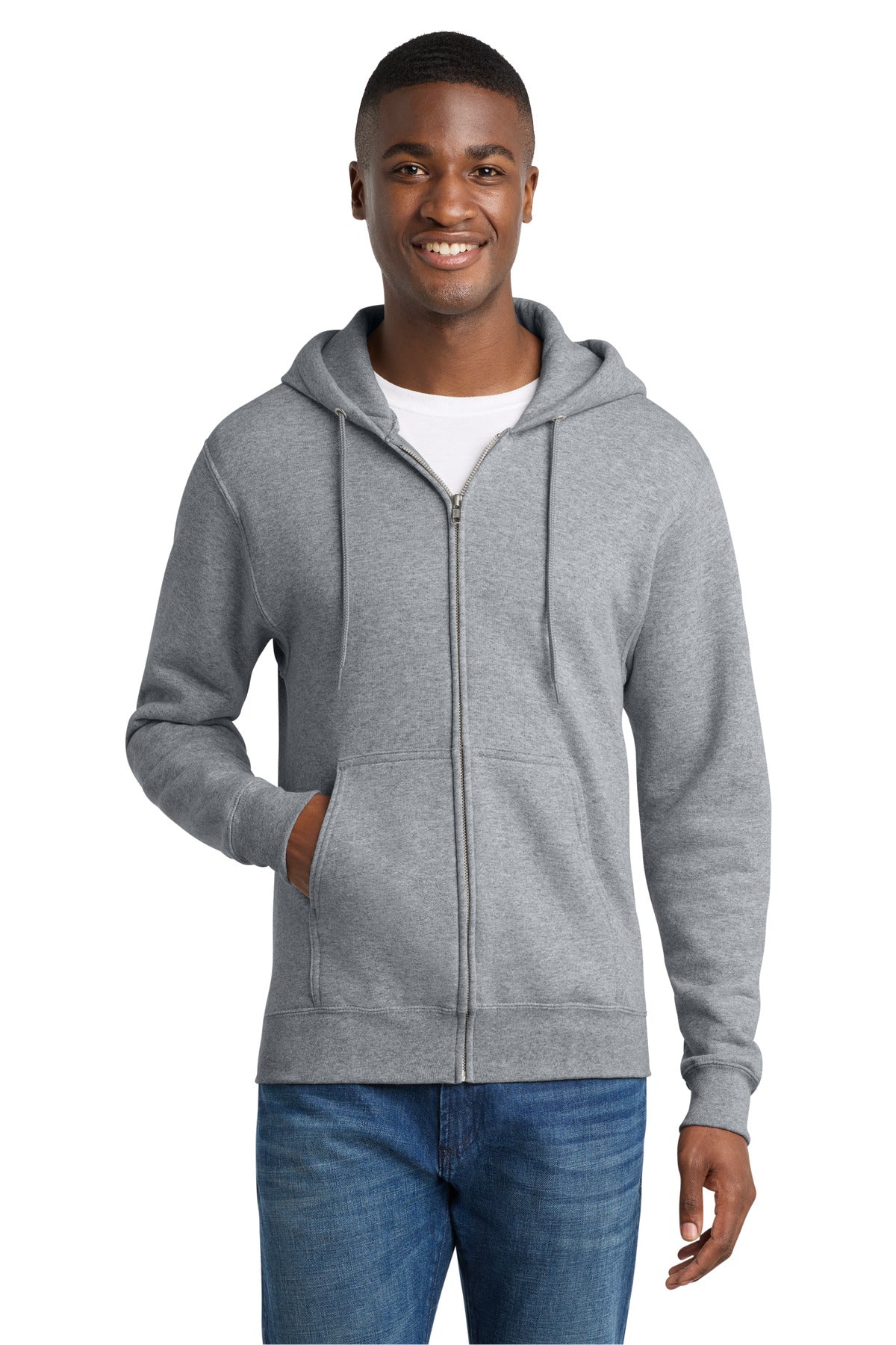 Port & Co Core Fleece Full-Zip Hooded Sweatshirt - Athletic Heather