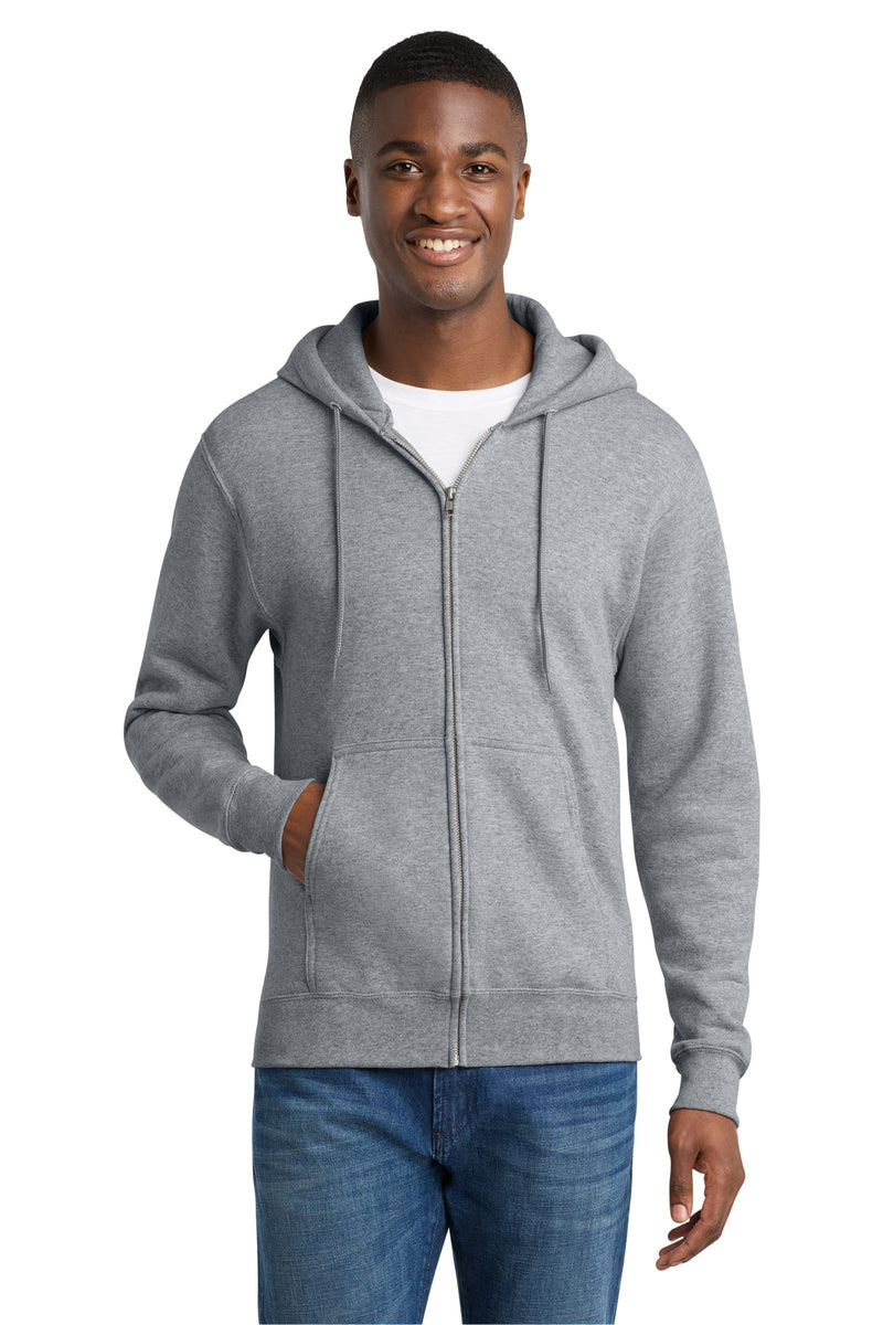 Port & Co Core Fleece Full-Zip Hooded Sweatshirt - Athletic Heather