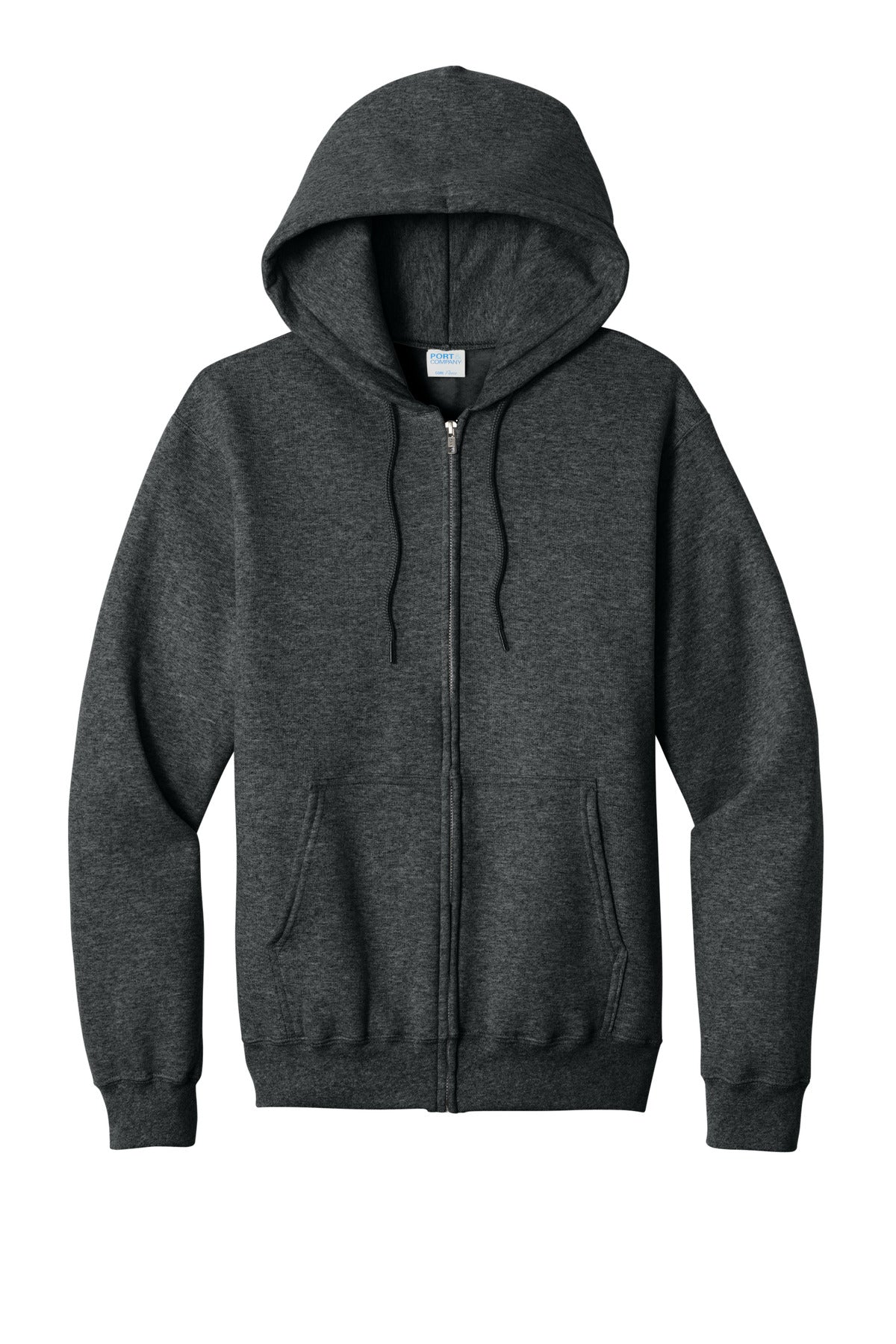 Port & Co Core Fleece Full-Zip Hooded Sweatshirt - Black Heather