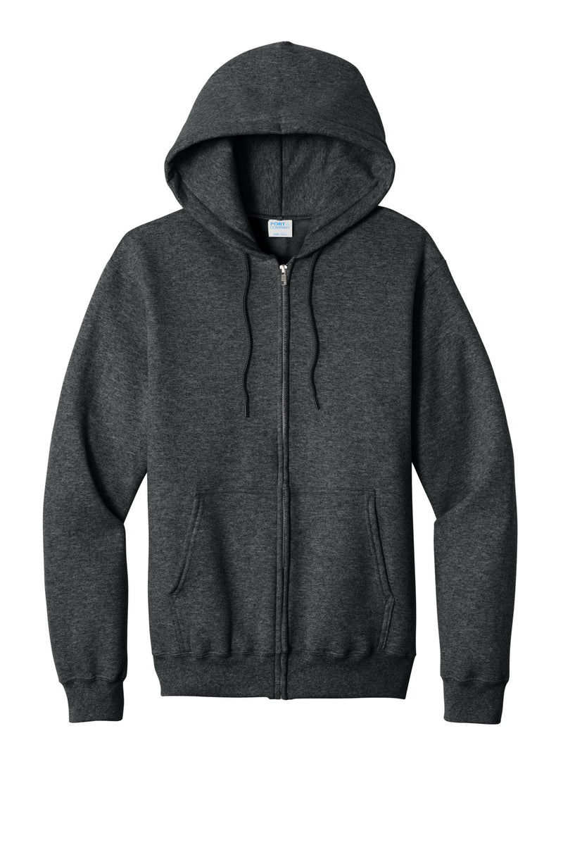 Port & Co Core Fleece Full-Zip Hooded Sweatshirt - Black Heather