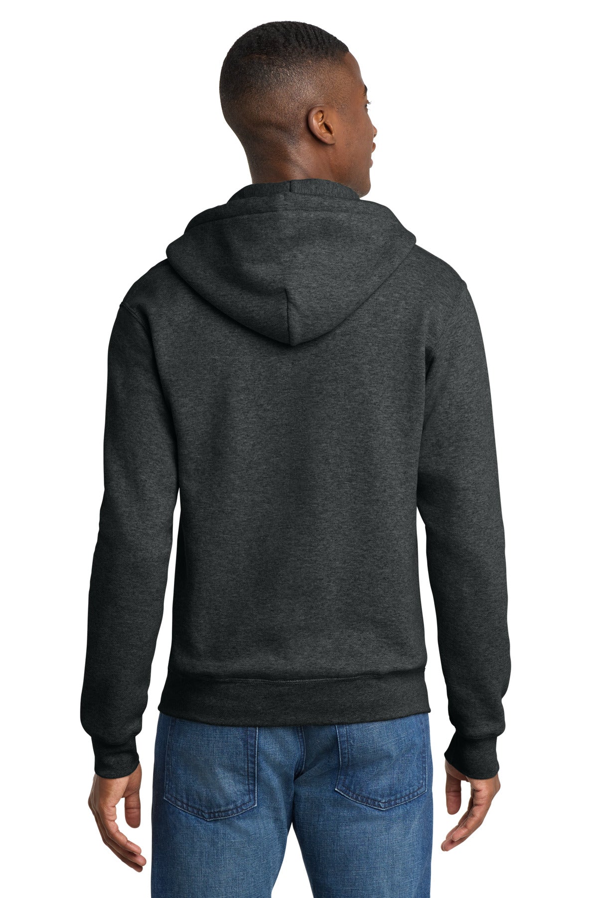 Port & Co Core Fleece Full-Zip Hooded Sweatshirt - Black Heather