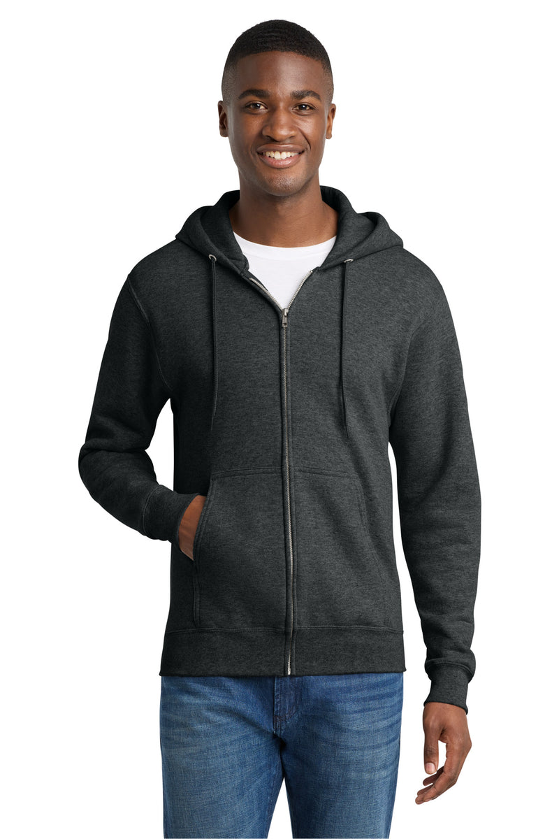 Port & Co Core Fleece Full-Zip Hooded Sweatshirt - Black Heather