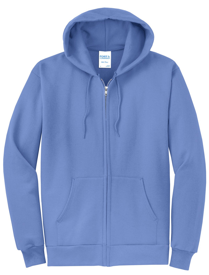 Port & Co Core Fleece Full-Zip Hooded Sweatshirt - Carolina Blue