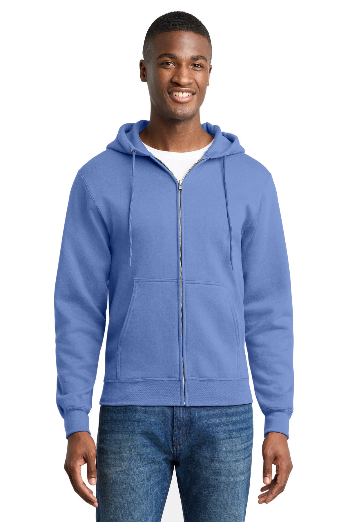 Port & Co Core Fleece Full-Zip Hooded Sweatshirt - Carolina Blue