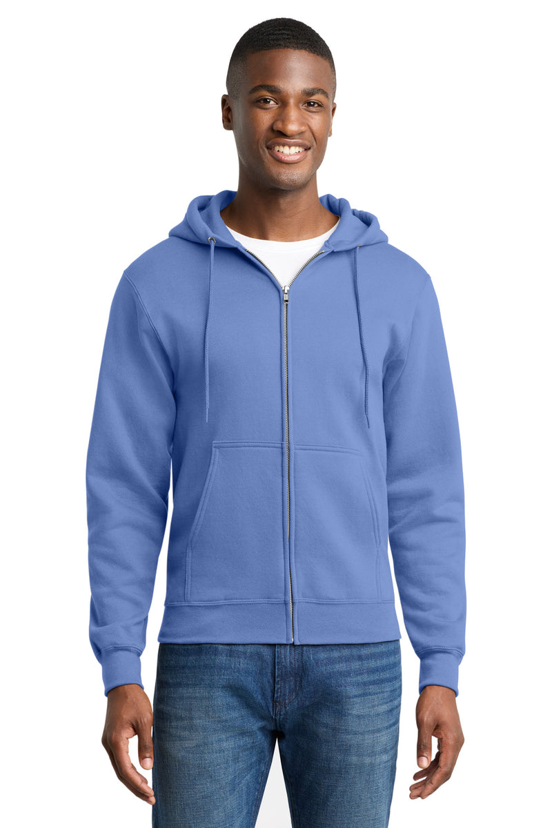 Port & Co Core Fleece Full-Zip Hooded Sweatshirt - Carolina Blue