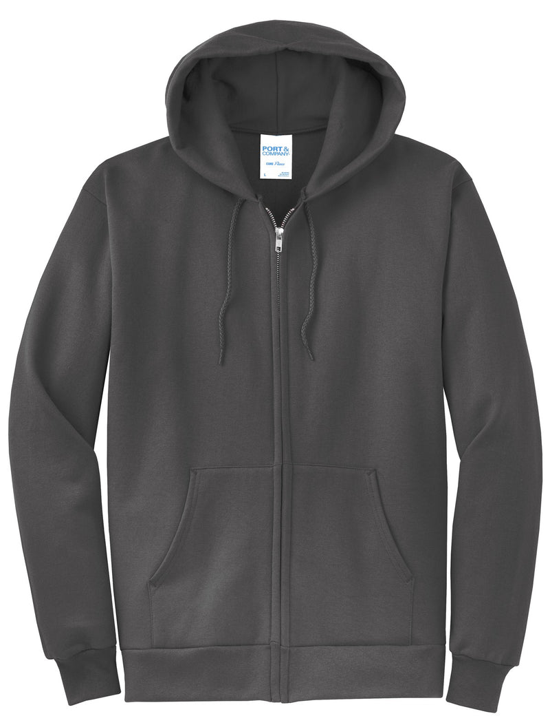 Port & Co Core Fleece Full-Zip Hooded Sweatshirt - Charcoal