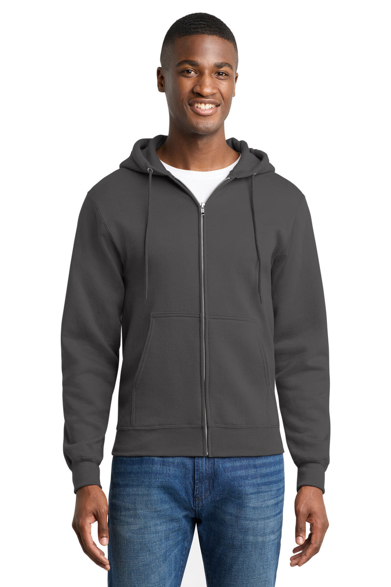 Port & Co Core Fleece Full-Zip Hooded Sweatshirt - Charcoal