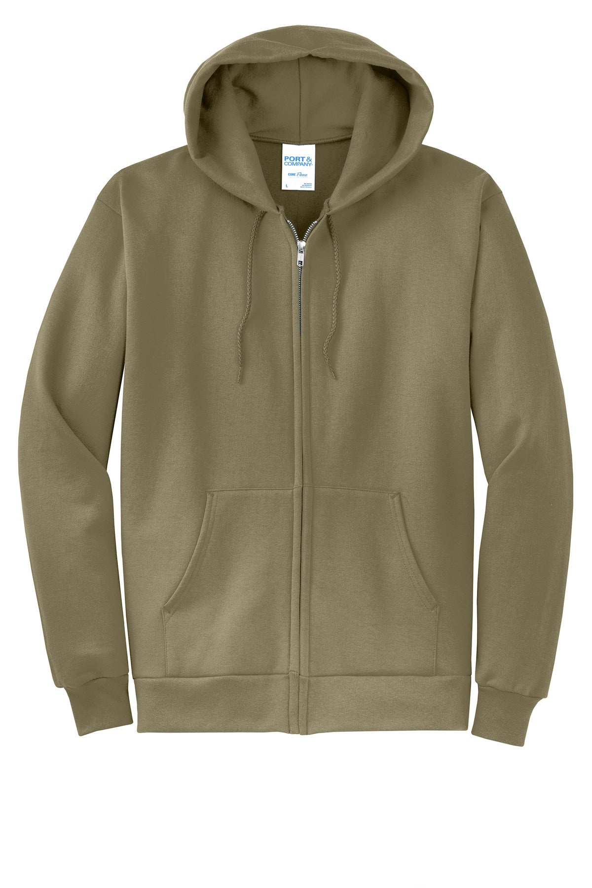 Port & Co Core Fleece Full-Zip Hooded Sweatshirt - Coyote Brown