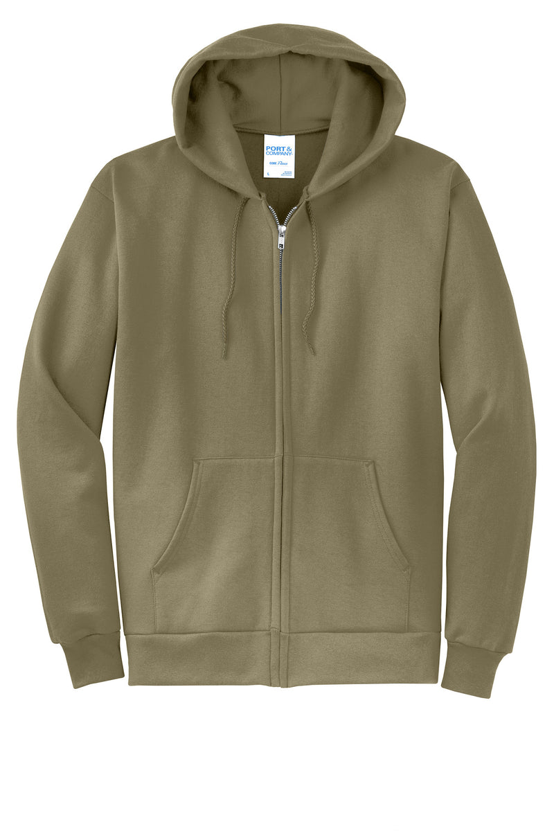 Port & Co Core Fleece Full-Zip Hooded Sweatshirt - Coyote Brown