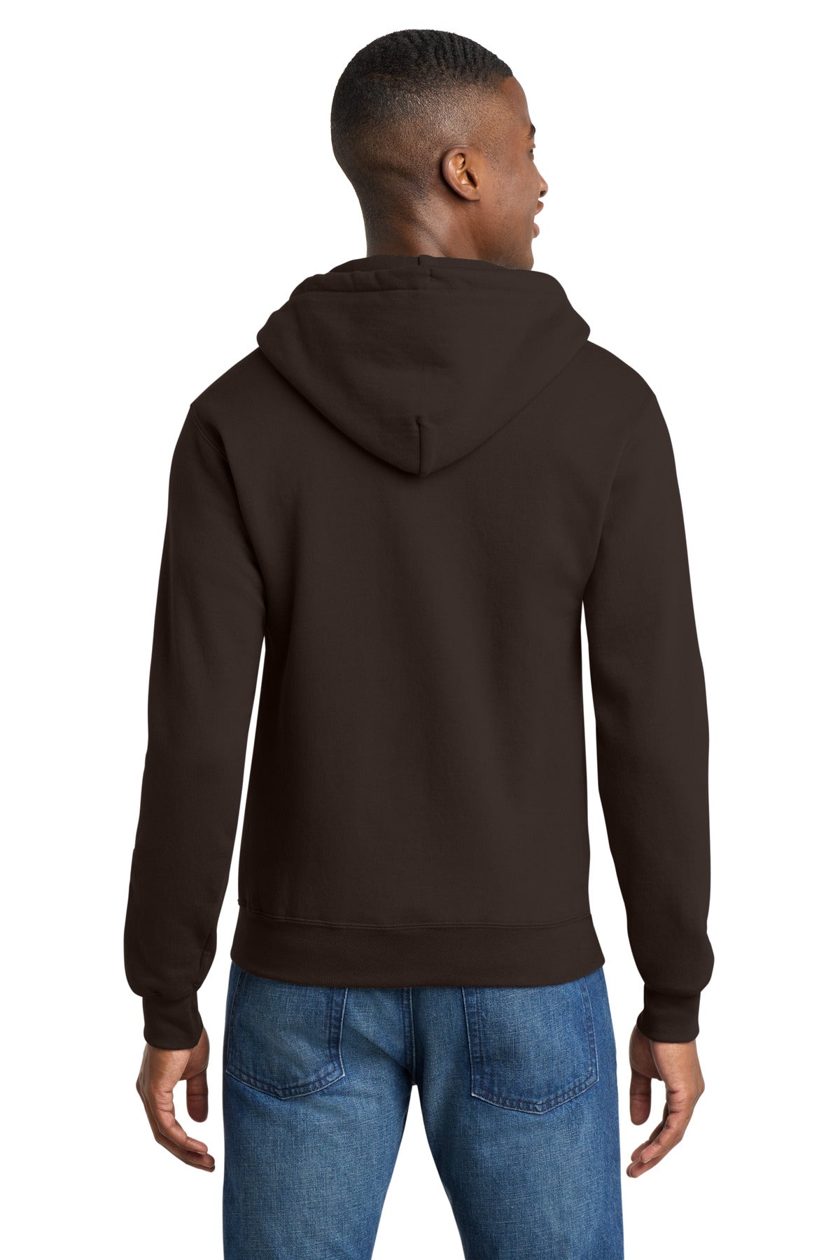 Port & Co Core Fleece Full-Zip Hooded Sweatshirt - Dark Chocolate Brown