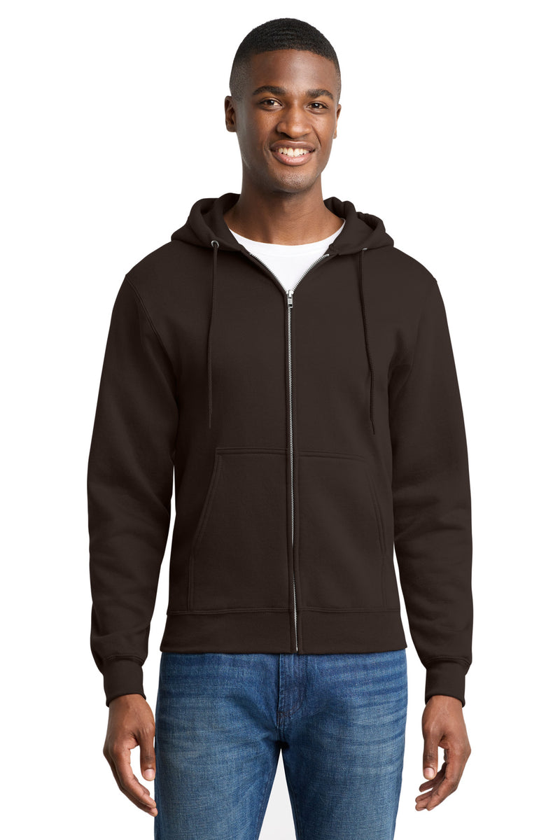 Port & Co Core Fleece Full-Zip Hooded Sweatshirt - Dark Chocolate Brown