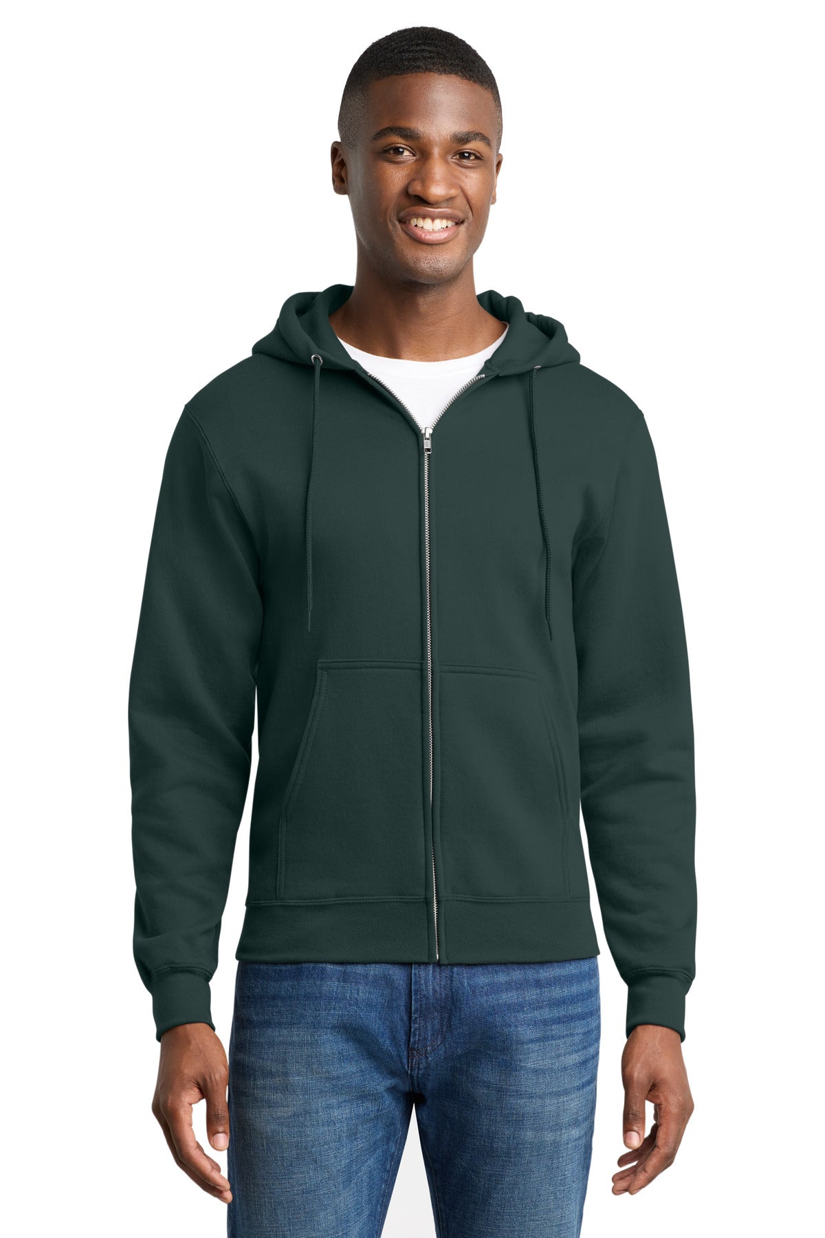 Port & Co Core Fleece Full-Zip Hooded Sweatshirt - Dark Green