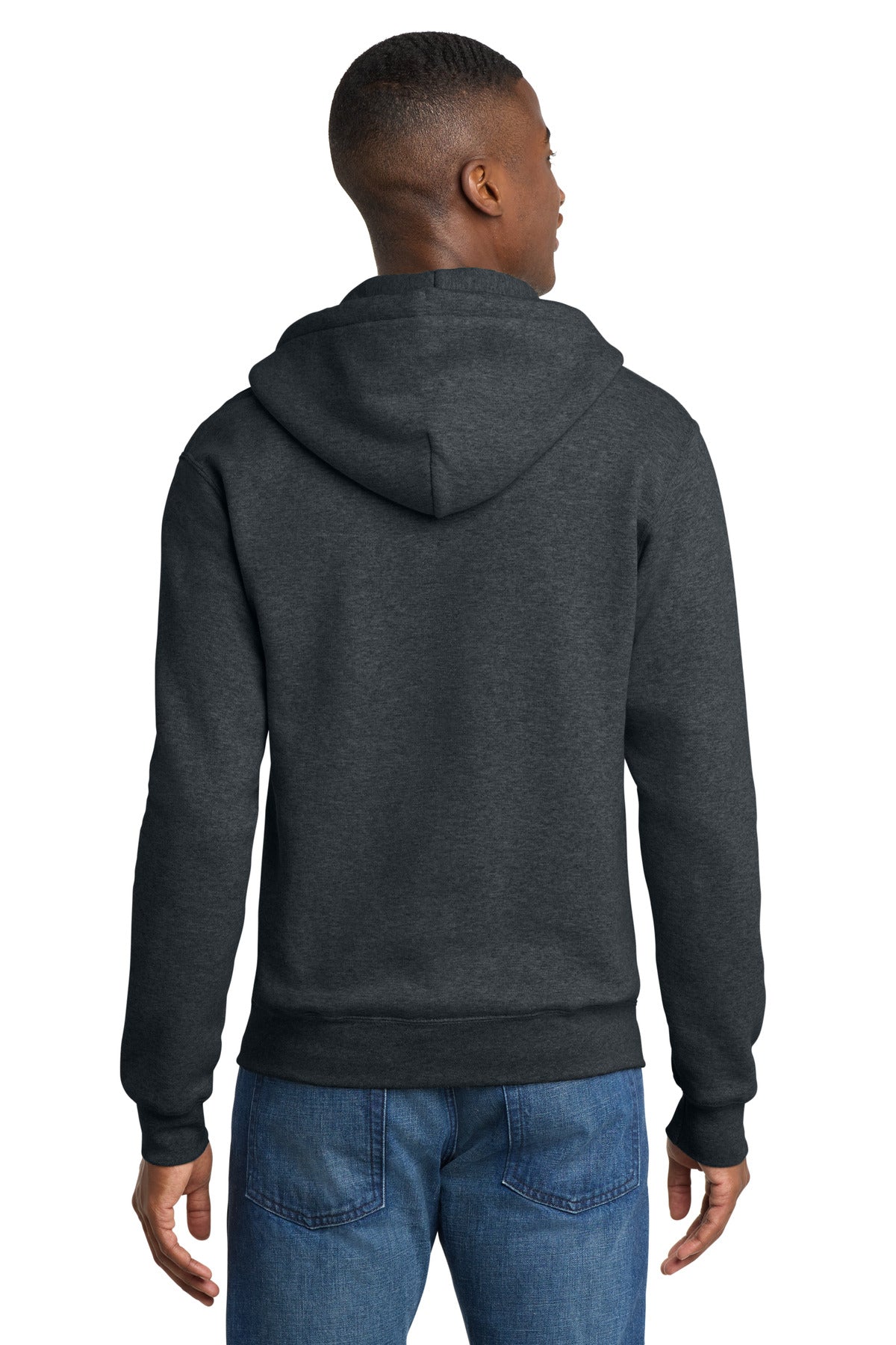 Port & Co Core Fleece Full-Zip Hooded Sweatshirt - Dark Heather Grey