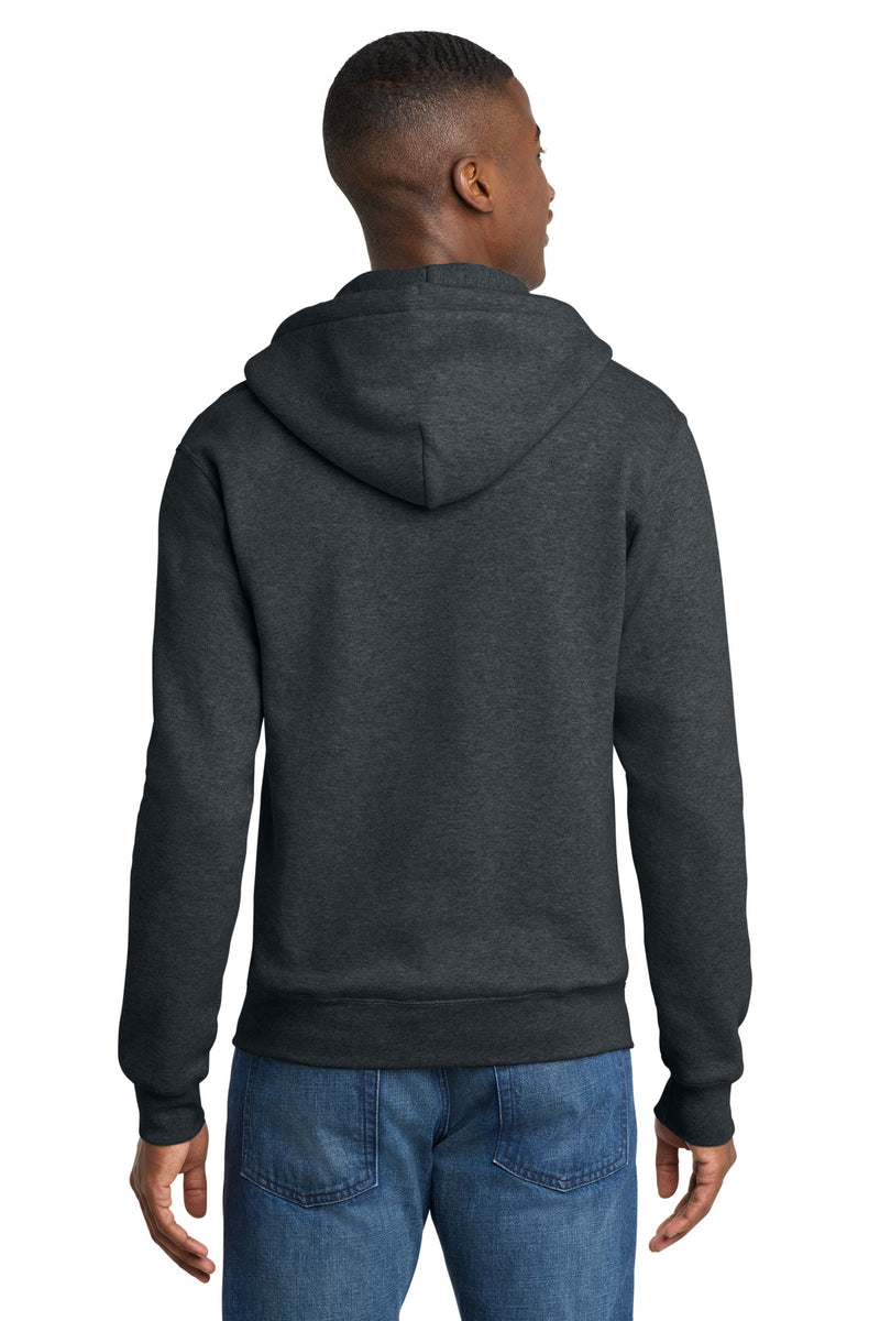 Port & Co Core Fleece Full-Zip Hooded Sweatshirt - Dark Heather Grey
