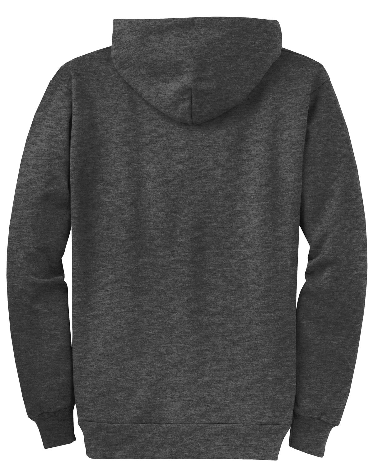 Port & Co Core Fleece Full-Zip Hooded Sweatshirt - Dark Heather Grey