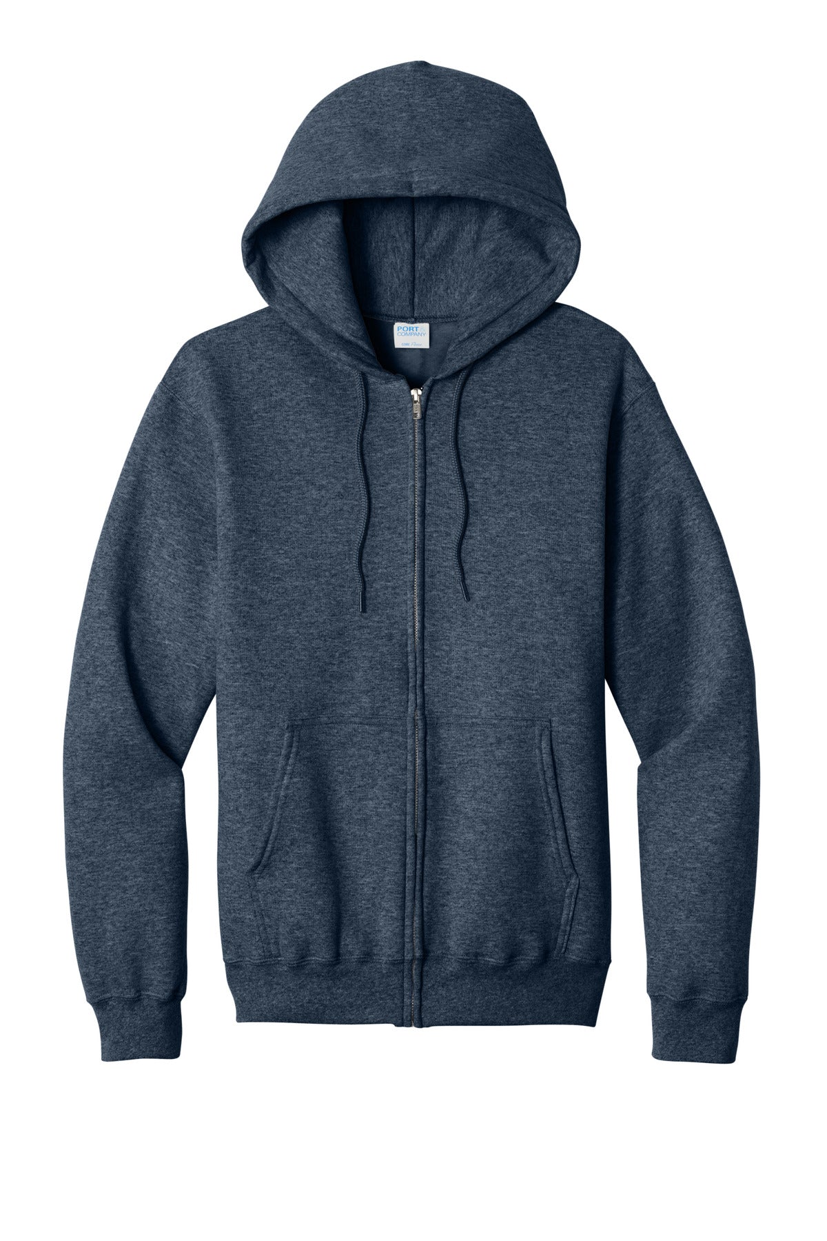 Port & Co Core Fleece Full-Zip Hooded Sweatshirt - Heather Navy