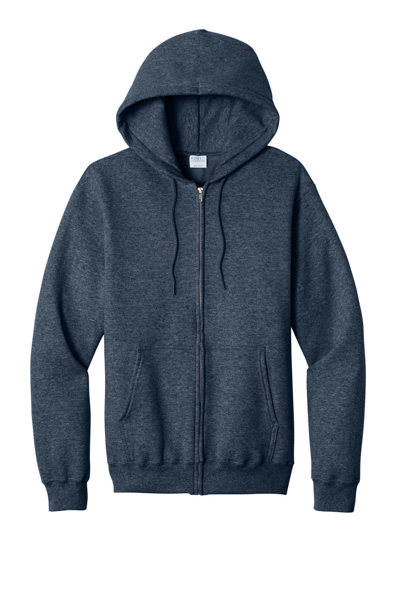 Port & Co Core Fleece Full-Zip Hooded Sweatshirt - Heather Navy