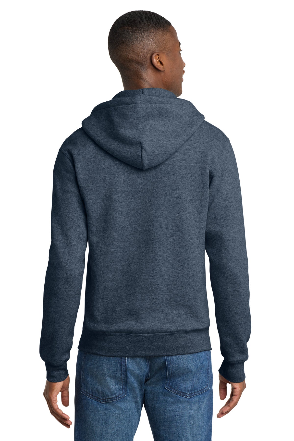 Port & Co Core Fleece Full-Zip Hooded Sweatshirt - Heather Navy