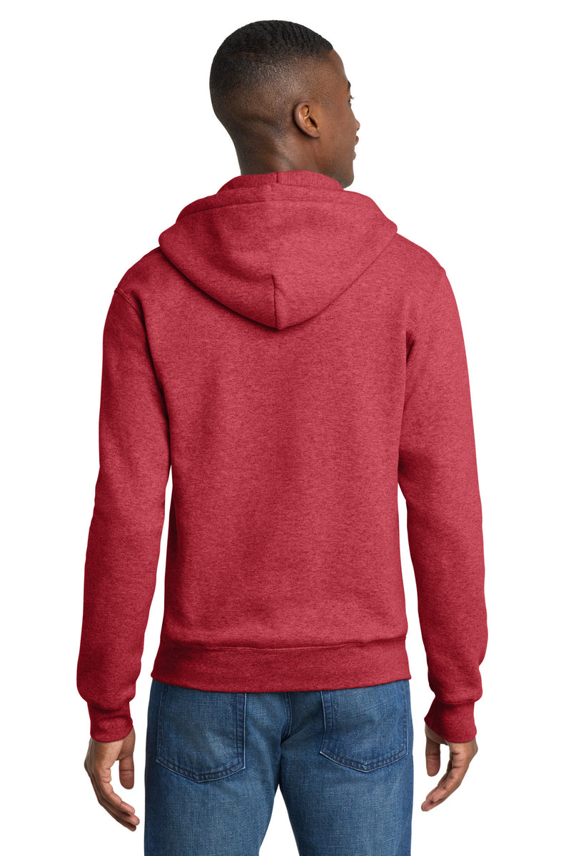 Port & Co Core Fleece Full-Zip Hooded Sweatshirt - Heather Red