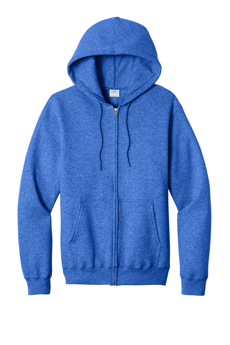 Port & Co Core Fleece Full-Zip Hooded Sweatshirt - Heather Royal