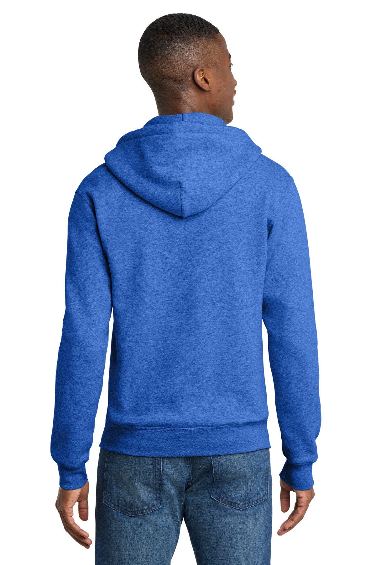 Port & Co Core Fleece Full-Zip Hooded Sweatshirt - Heather Royal