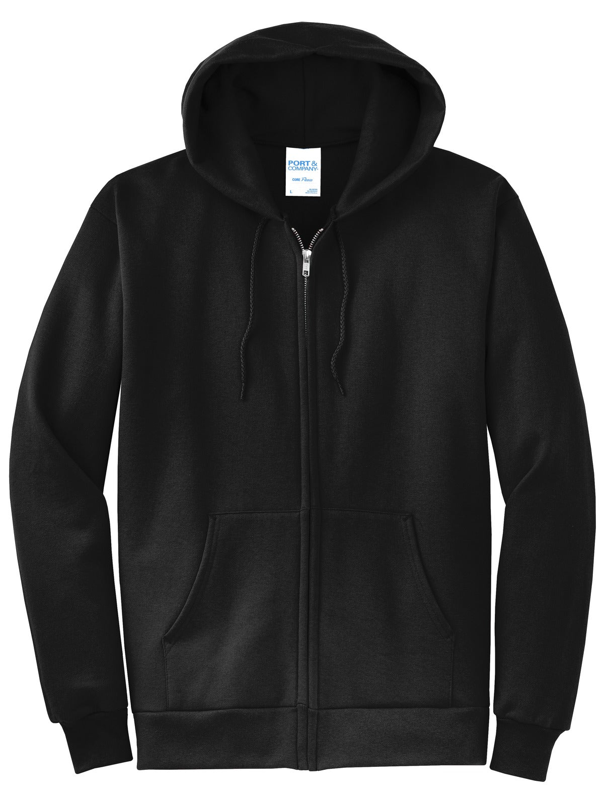 Port & Co Core Fleece Full-Zip Hooded Sweatshirt - Jet Black