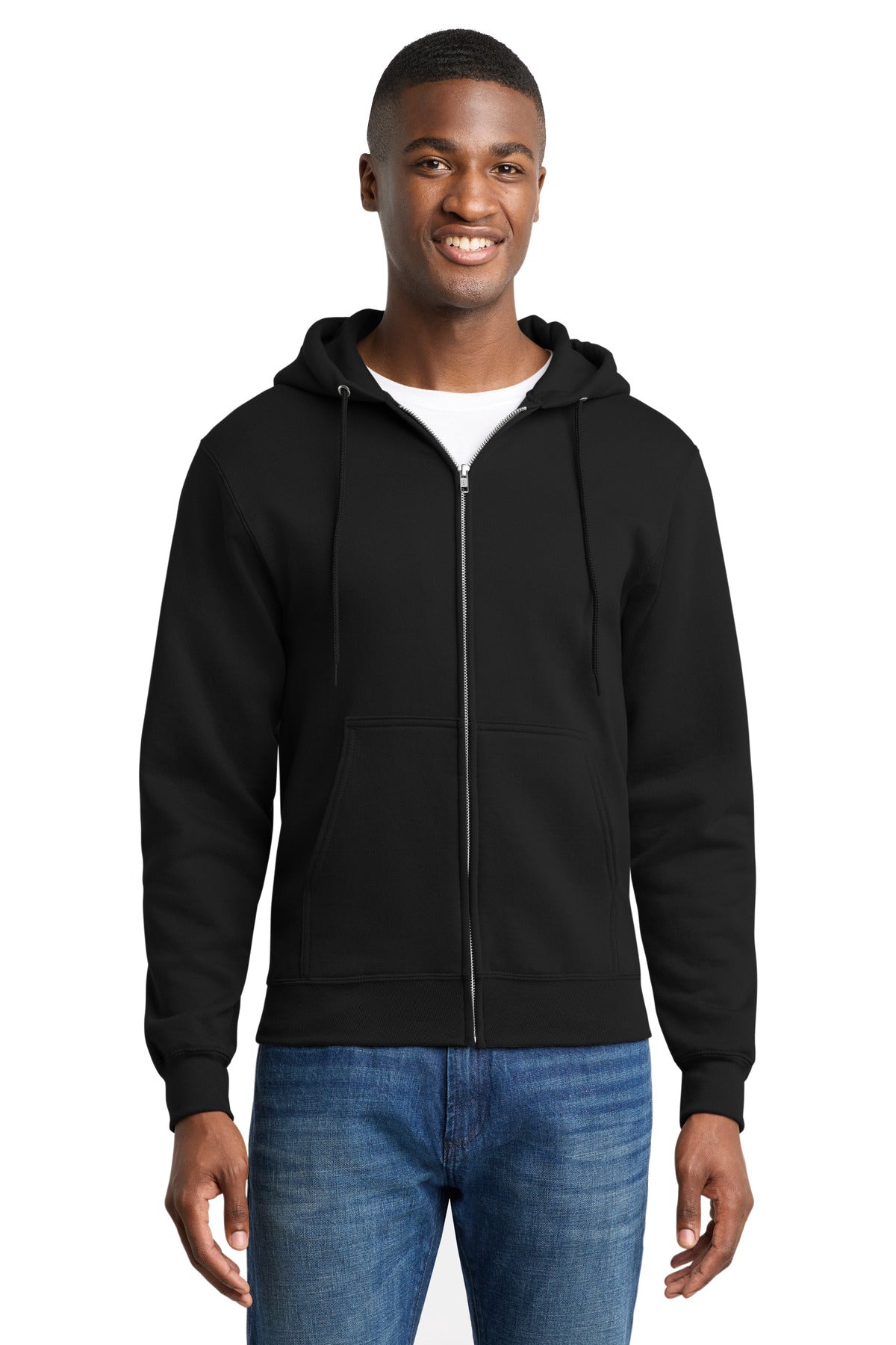 Port & Co Core Fleece Full-Zip Hooded Sweatshirt - Jet Black