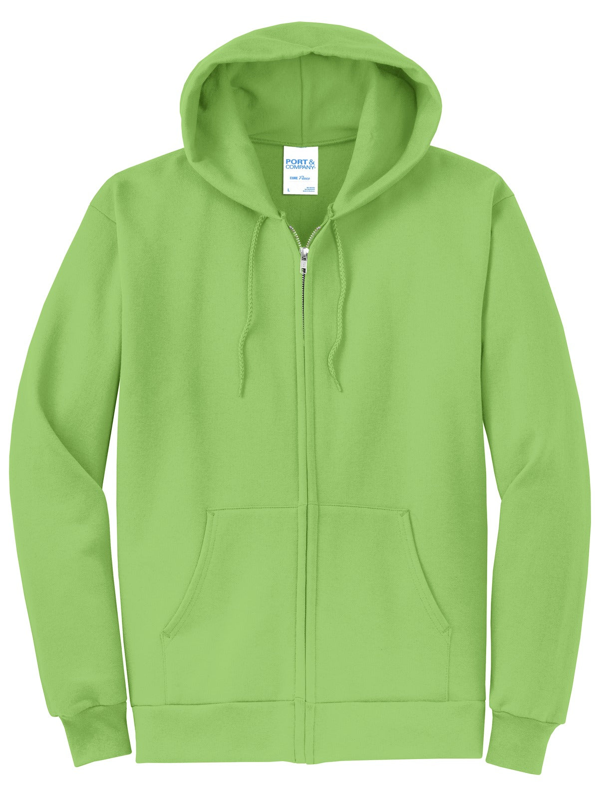Port & Co Core Fleece Full-Zip Hooded Sweatshirt - Lime